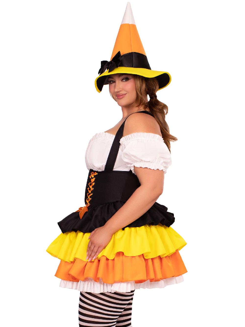 Leg Avenue Plus Candy Corn Witch Costume Multicolor