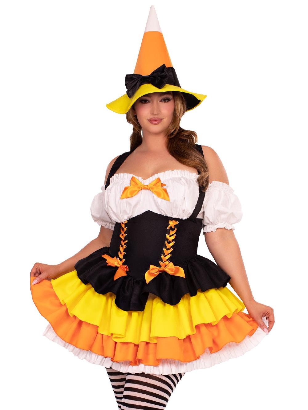 Leg Avenue Plus Candy Corn Witch Costume Multicolor