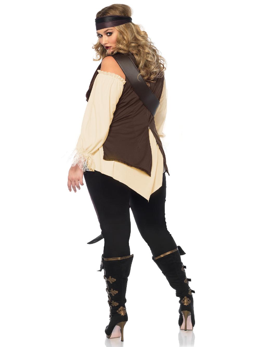 Leg Avenue Plus Captain Blackheart Pirate Costume Brown/White