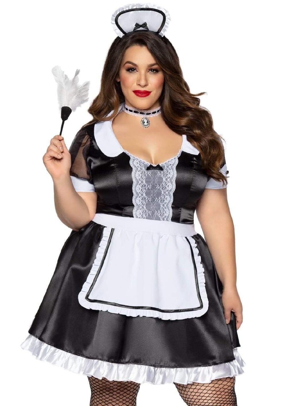leg avenue Plus Classic French Maid Costume Black/White
