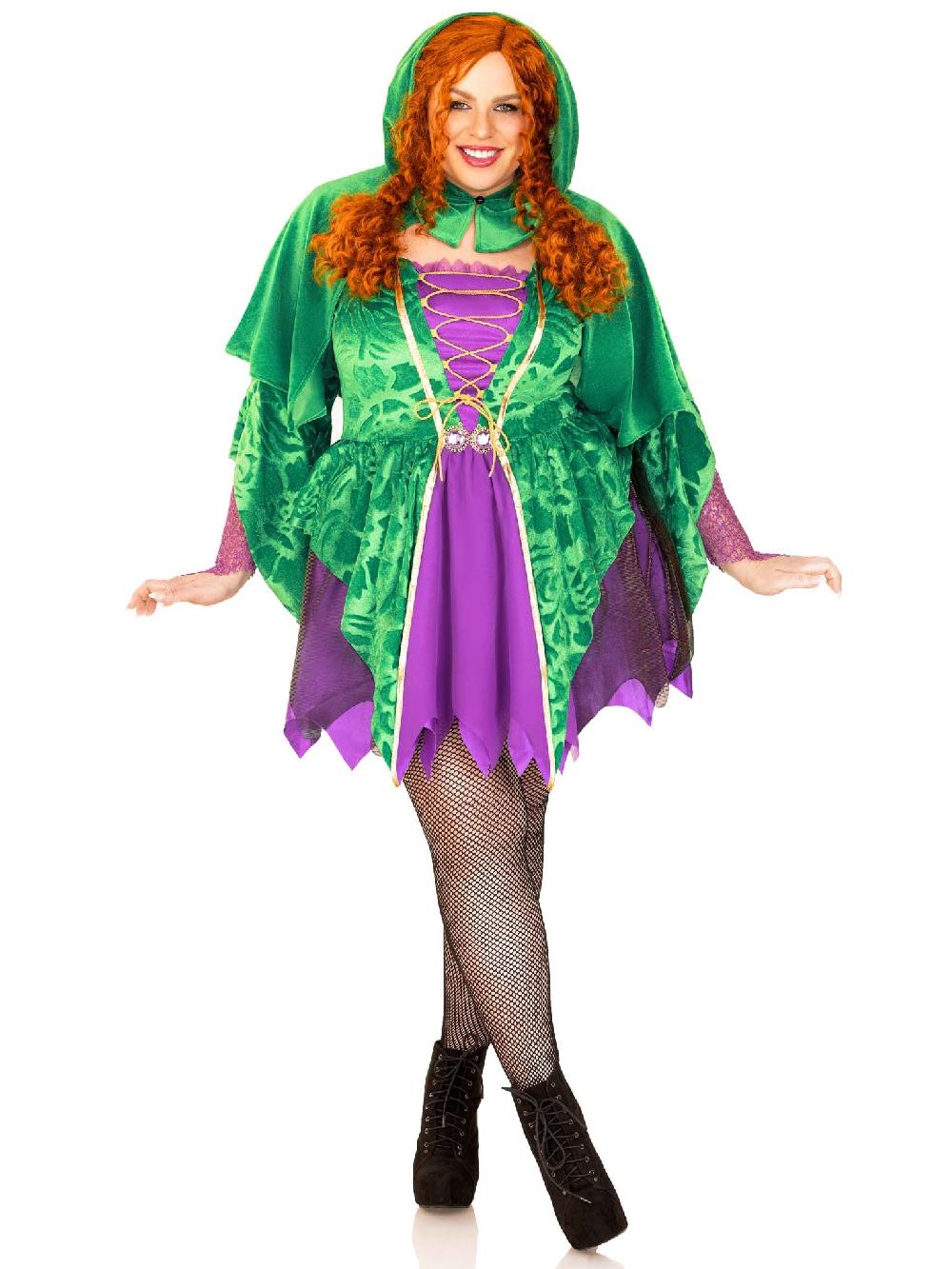 Leg Avenue Plus Crafty Spellcaster Costume Purple/Green