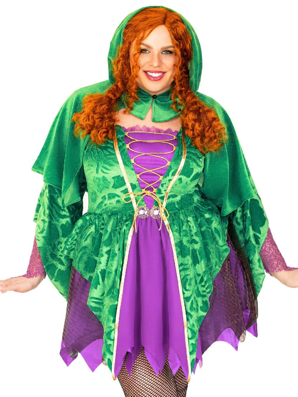 leg avenue Plus Crafty Spellcaster Costume Purple/Green