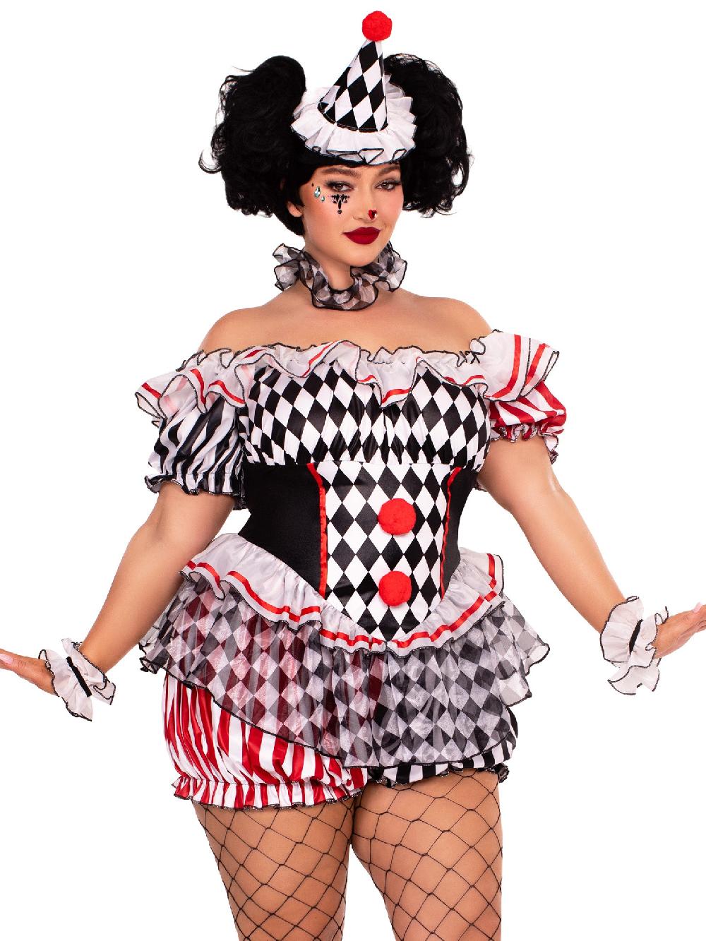 Leg Avenue Plus Darling Harlequin Costume Multicolor