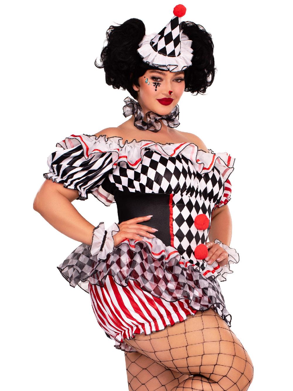 Leg Avenue Plus Darling Harlequin Costume Multicolor
