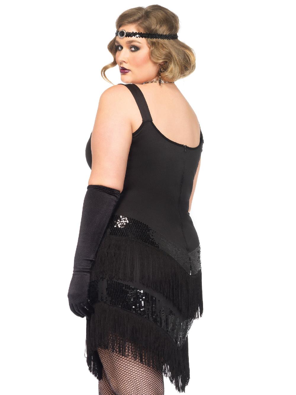 Leg Avenue Plus Glamour Flapper Costume Black/Silver