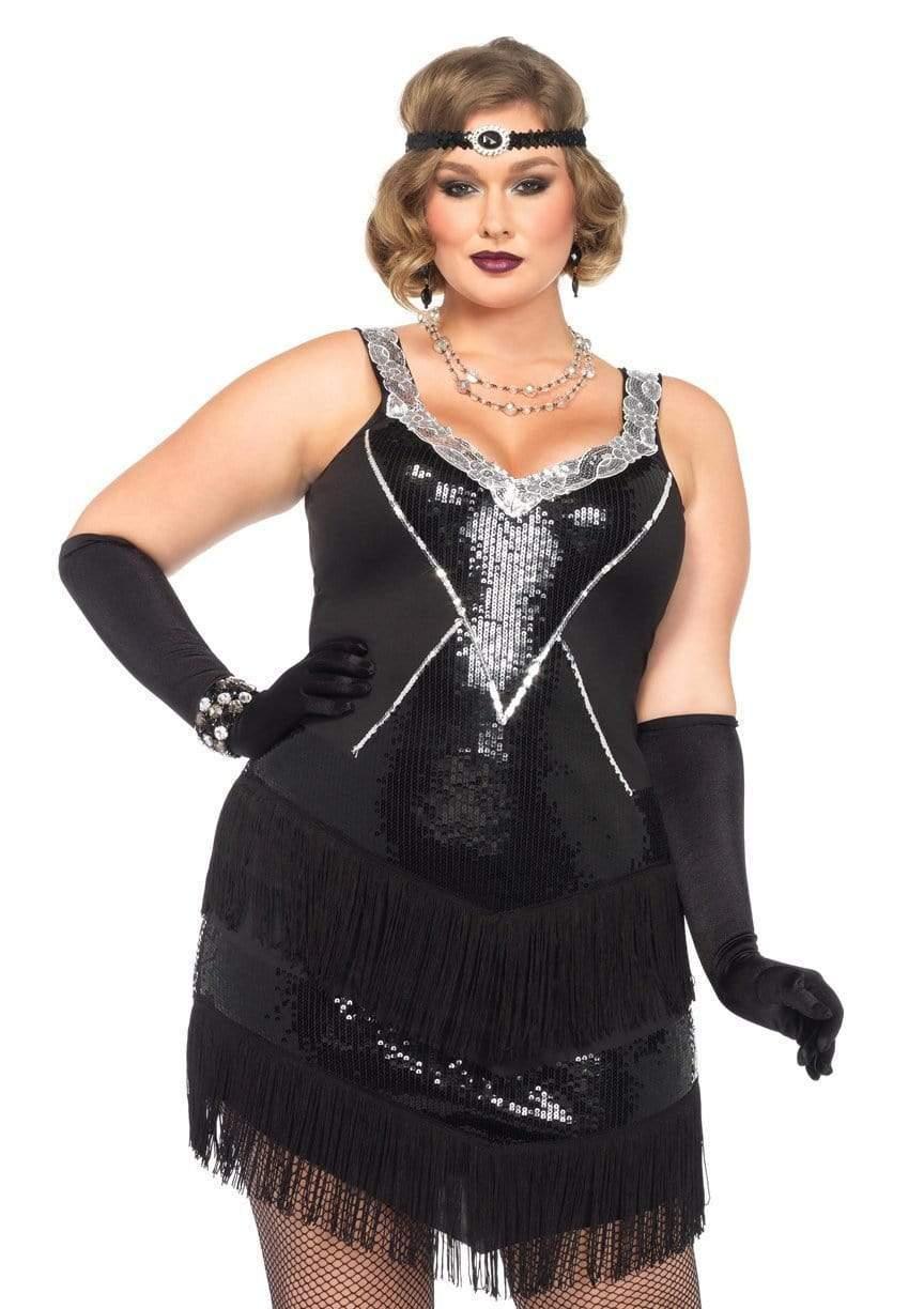 leg avenue Plus Glamour Flapper Costume Black/Silver