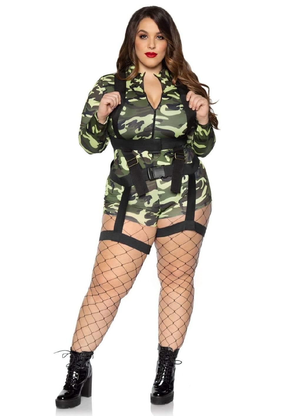 Leg Avenue Plus Goin’ Commando Camo Romper Costume Camo