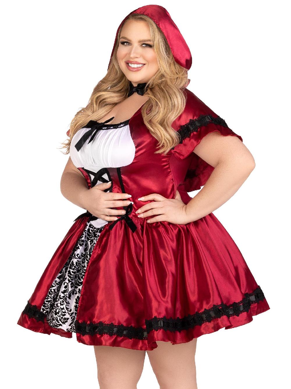 Leg Avenue Plus Gothic Red Riding Hood Costume Red/White