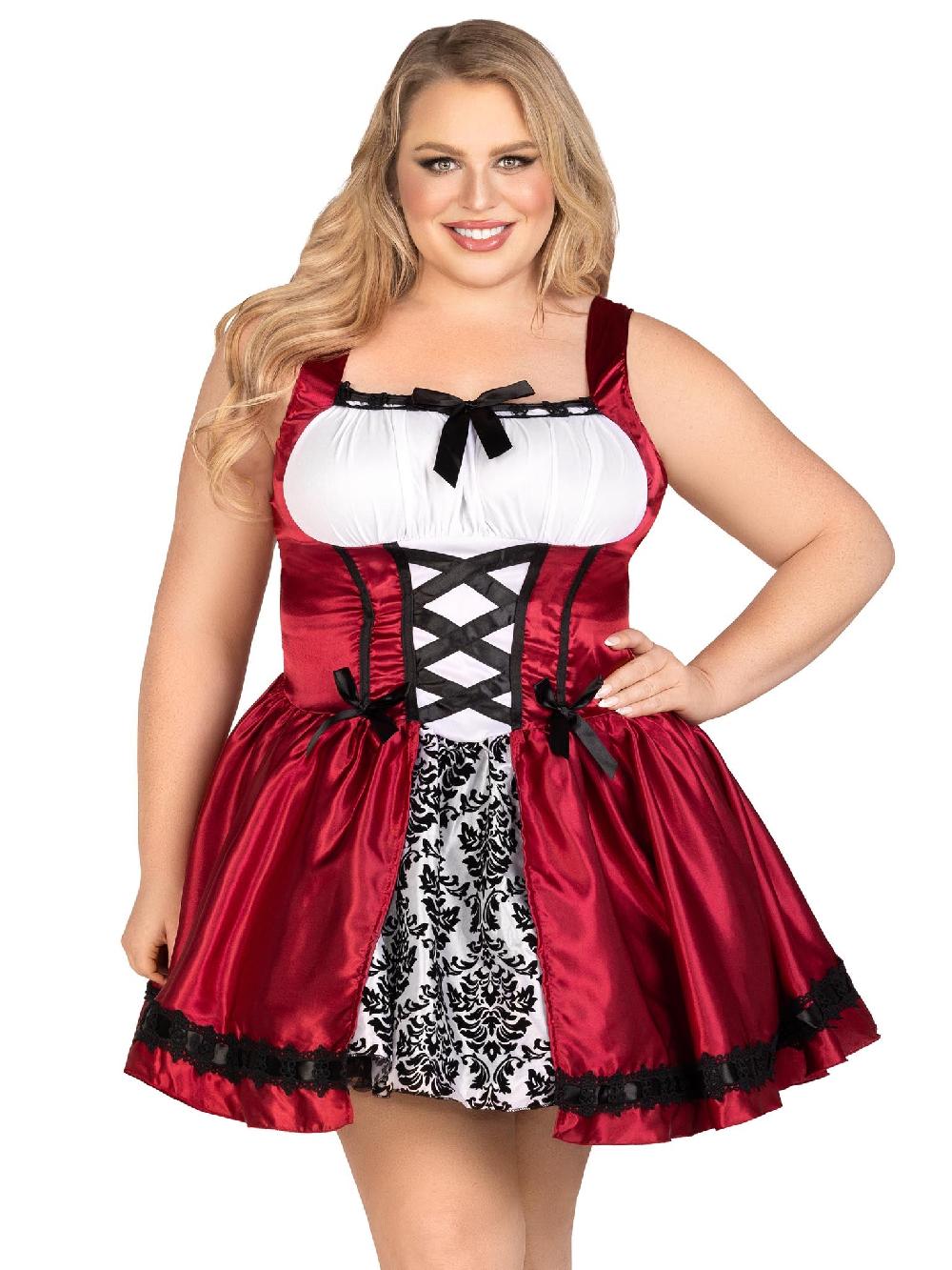 Leg Avenue Plus Gothic Red Riding Hood Costume Red/White