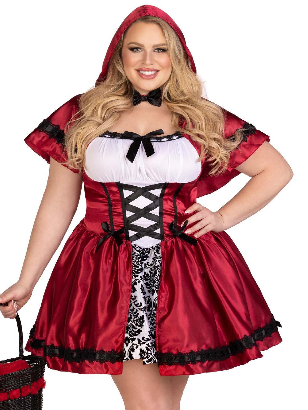 leg avenue Plus Gothic Red Riding Hood Costume Red/White