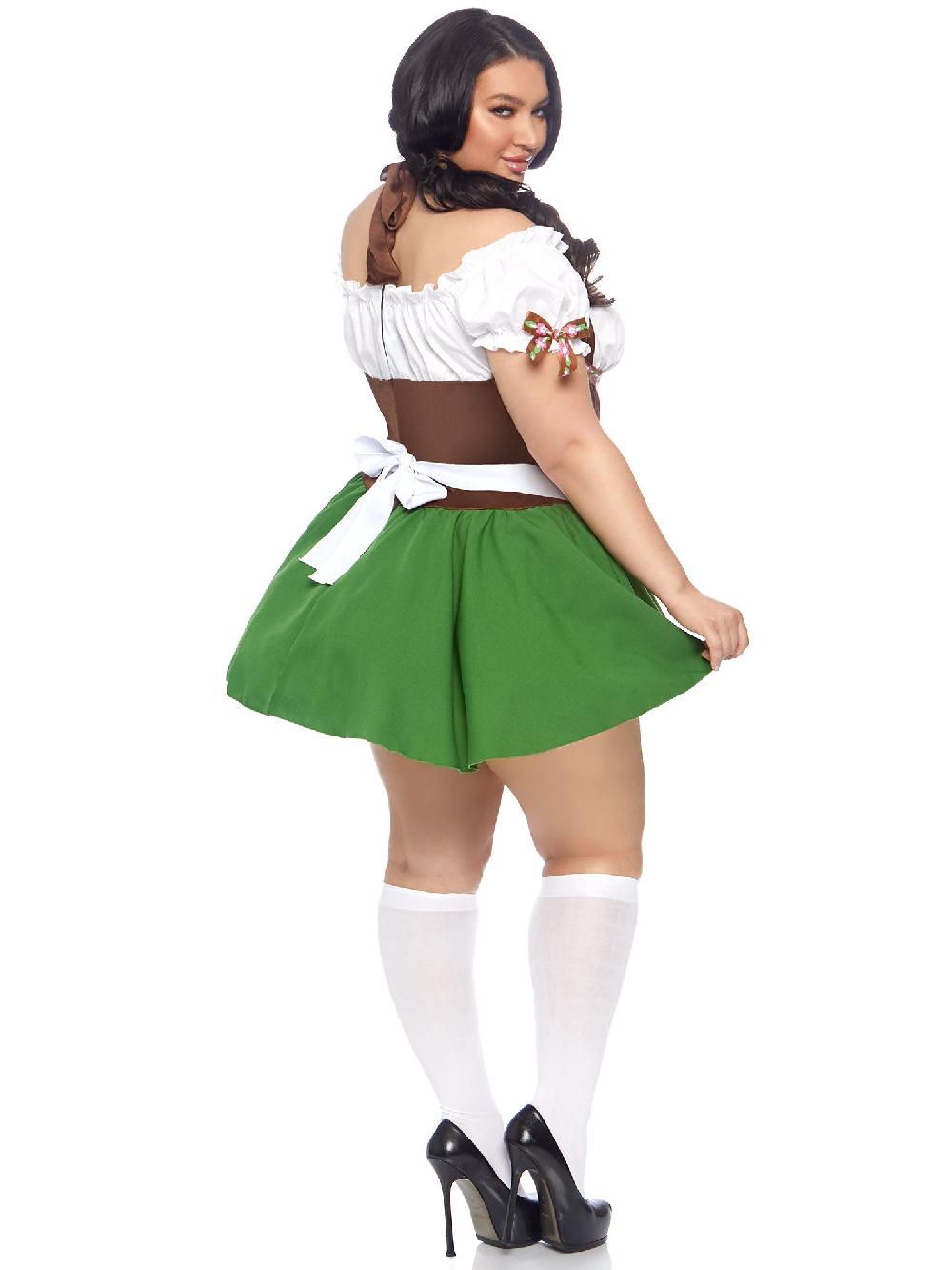 Leg Avenue Plus Gretchen Oktoberfest Dirndl Costume Brown/Green