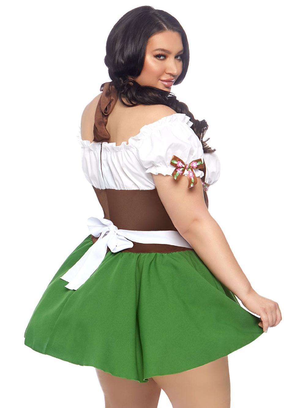 Leg Avenue Plus Gretchen Oktoberfest Dirndl Costume Brown/Green