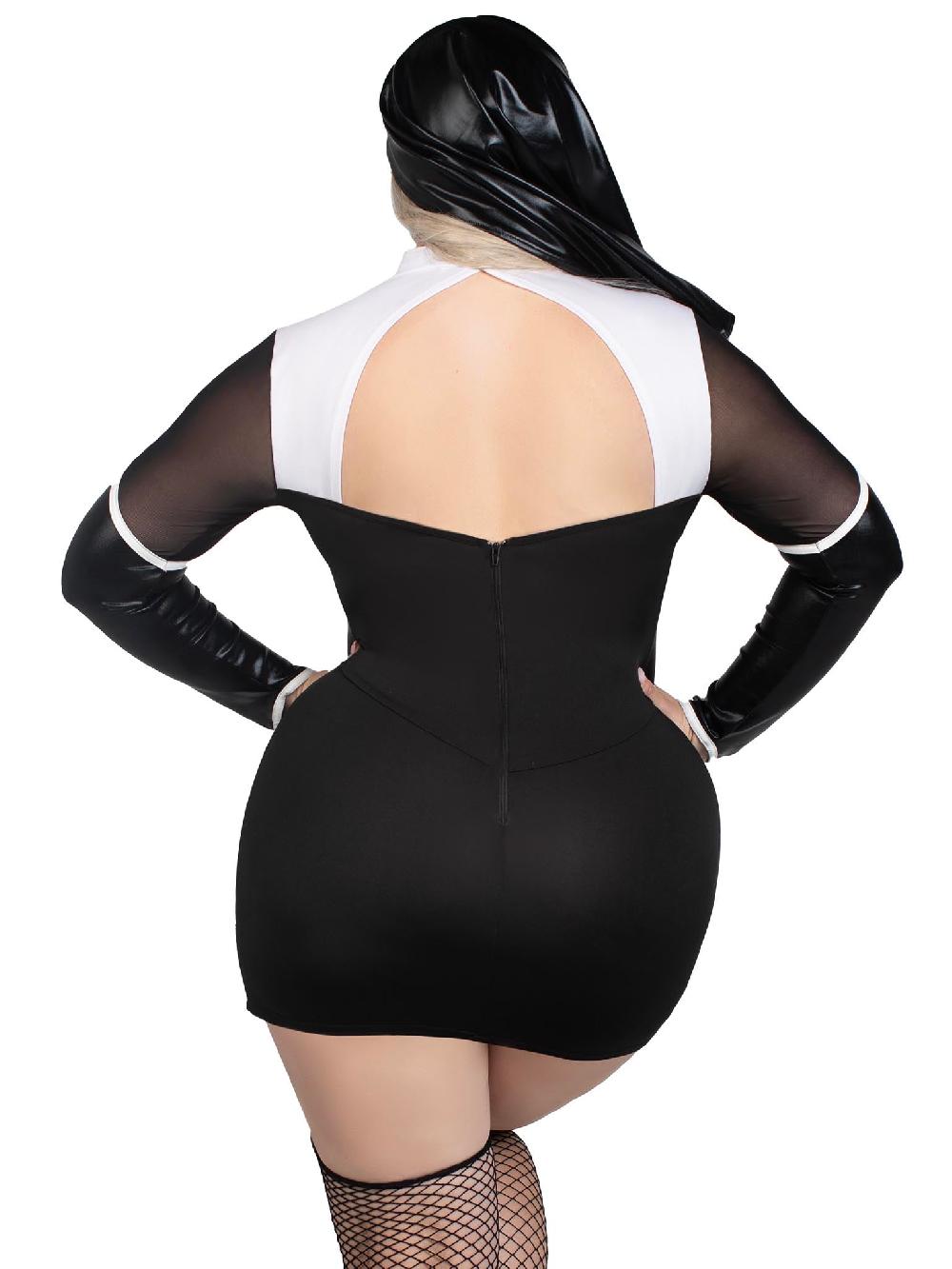Leg Avenue Plus Holy Hottie Nun Costume Black/White