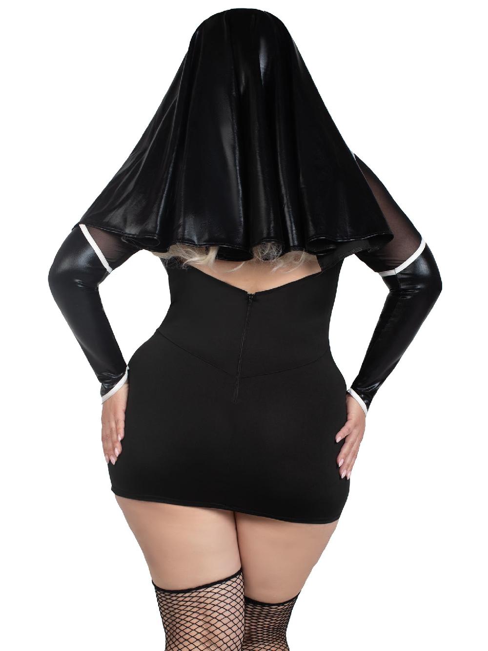 Leg Avenue Plus Holy Hottie Nun Costume Black/White