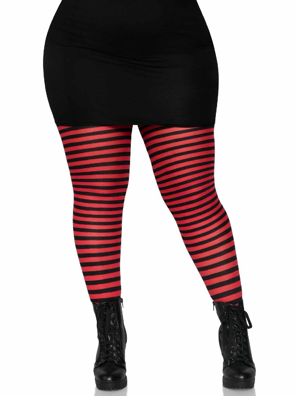 Leg Avenue Plus Jada Striped Women's Tights Black/White