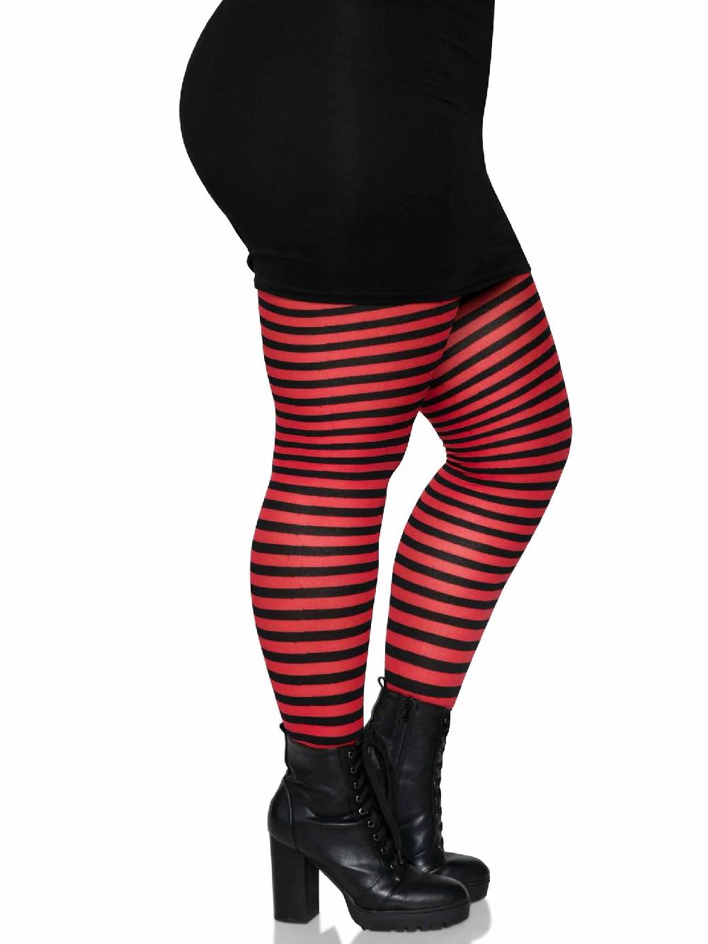 Leg Avenue Plus Jada Striped Women's Tights Black/White