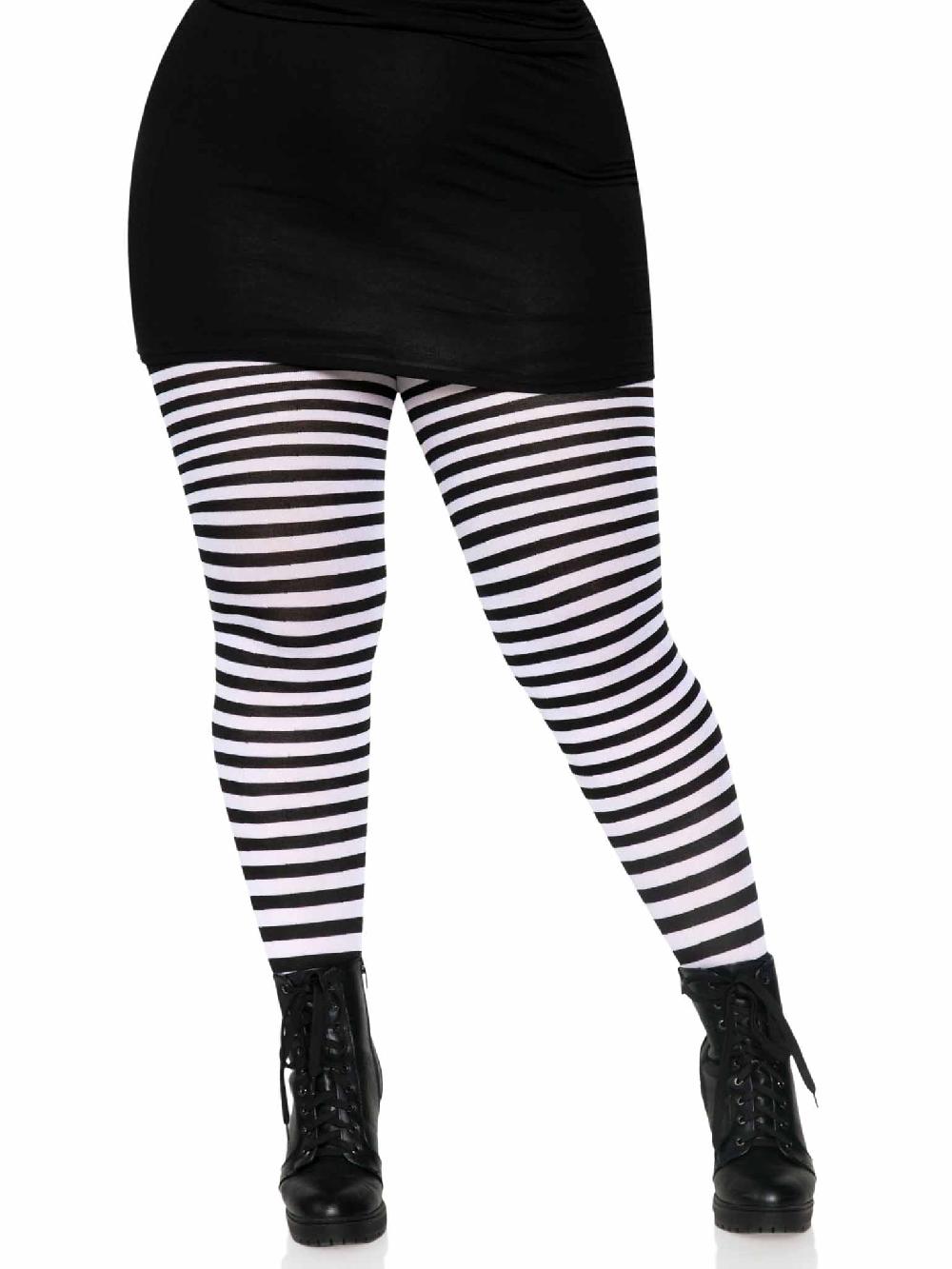 leg avenue Plus Jada Striped Women's Tights Black/White