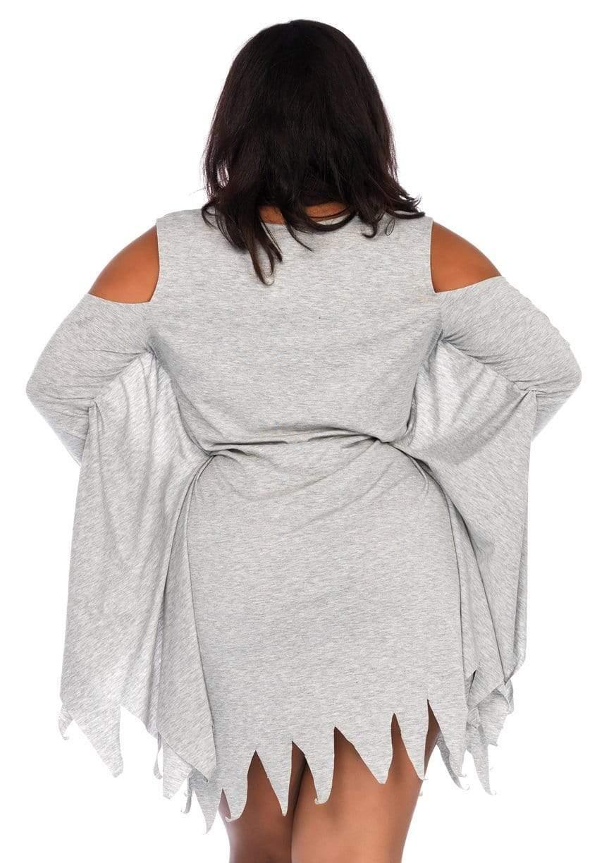 Leg Avenue Plus Jersey Ghost Long Sleeve Halloween Dress Grey