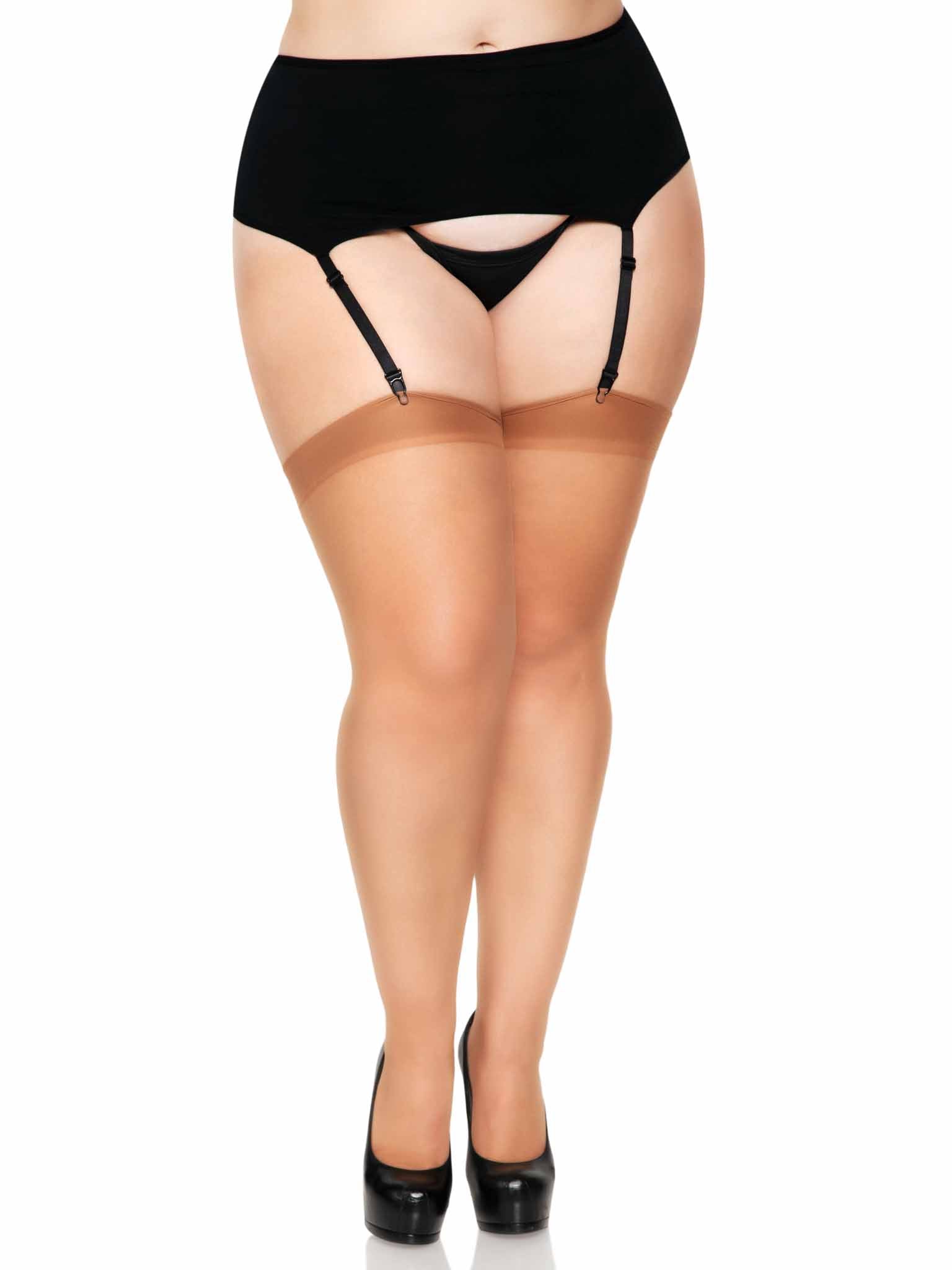 Leg Avenue Plus Lynn Sheer Backseam Stockings Black