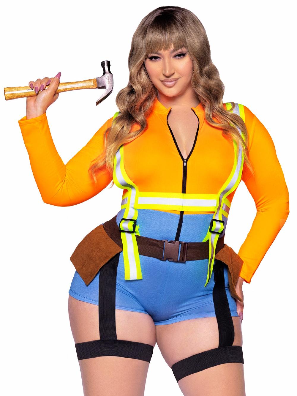 Leg Avenue Plus Nailed It Construction Worker Costume Orange