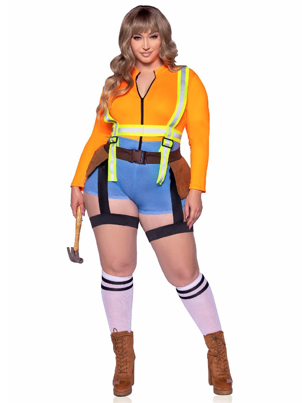 Leg Avenue Plus Nailed It Construction Worker Costume Orange