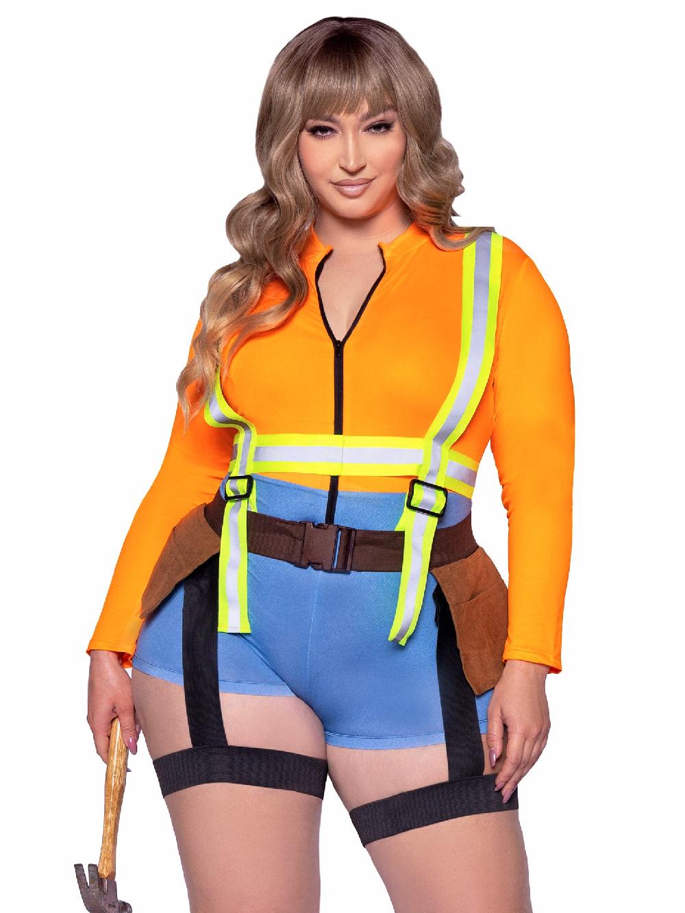 leg avenue Plus Nailed It Construction Worker Costume Orange