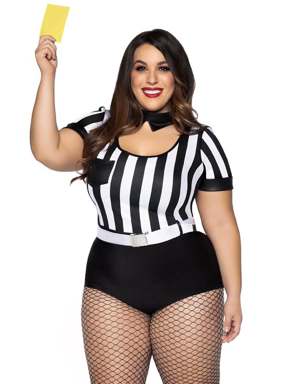 Leg Avenue Plus No Rules Referee Sexy Sports Costume Black/White