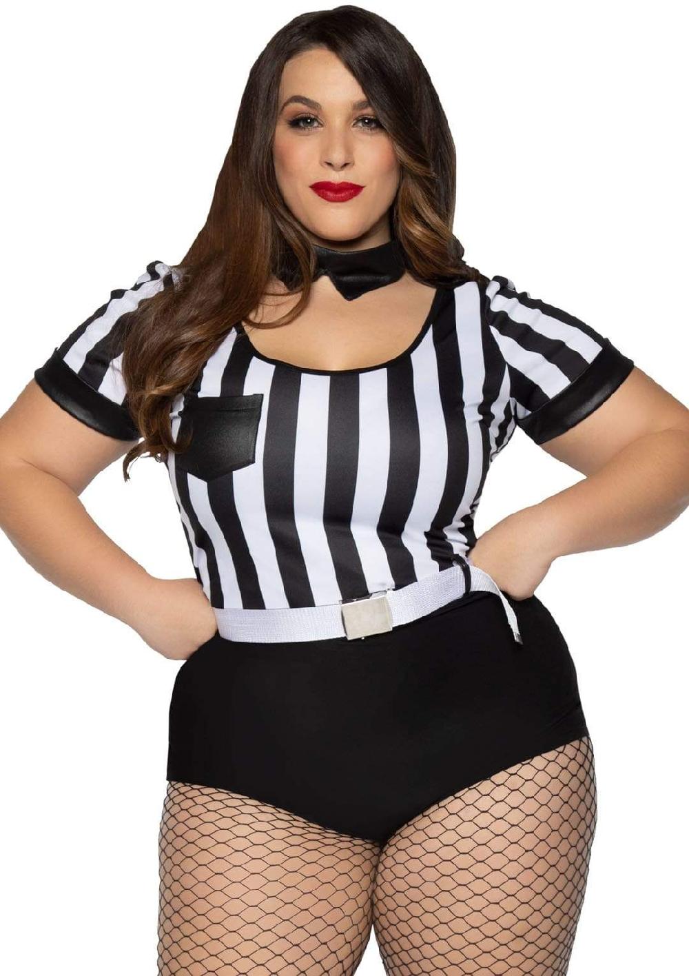 leg avenue Plus No Rules Referee Sexy Sports Costume Black/White