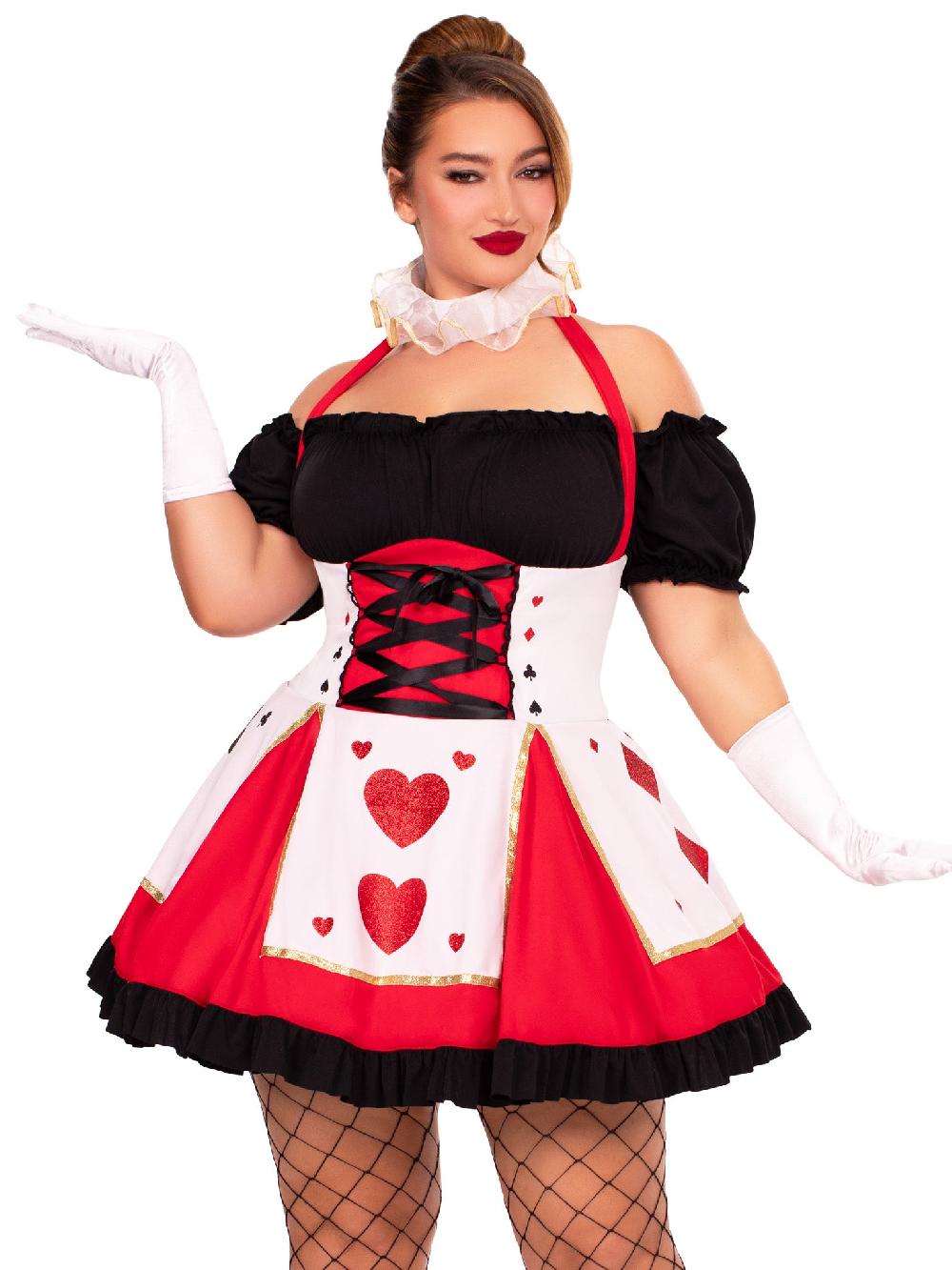 leg avenue Plus Pretty Playing Card Costume Red/Black