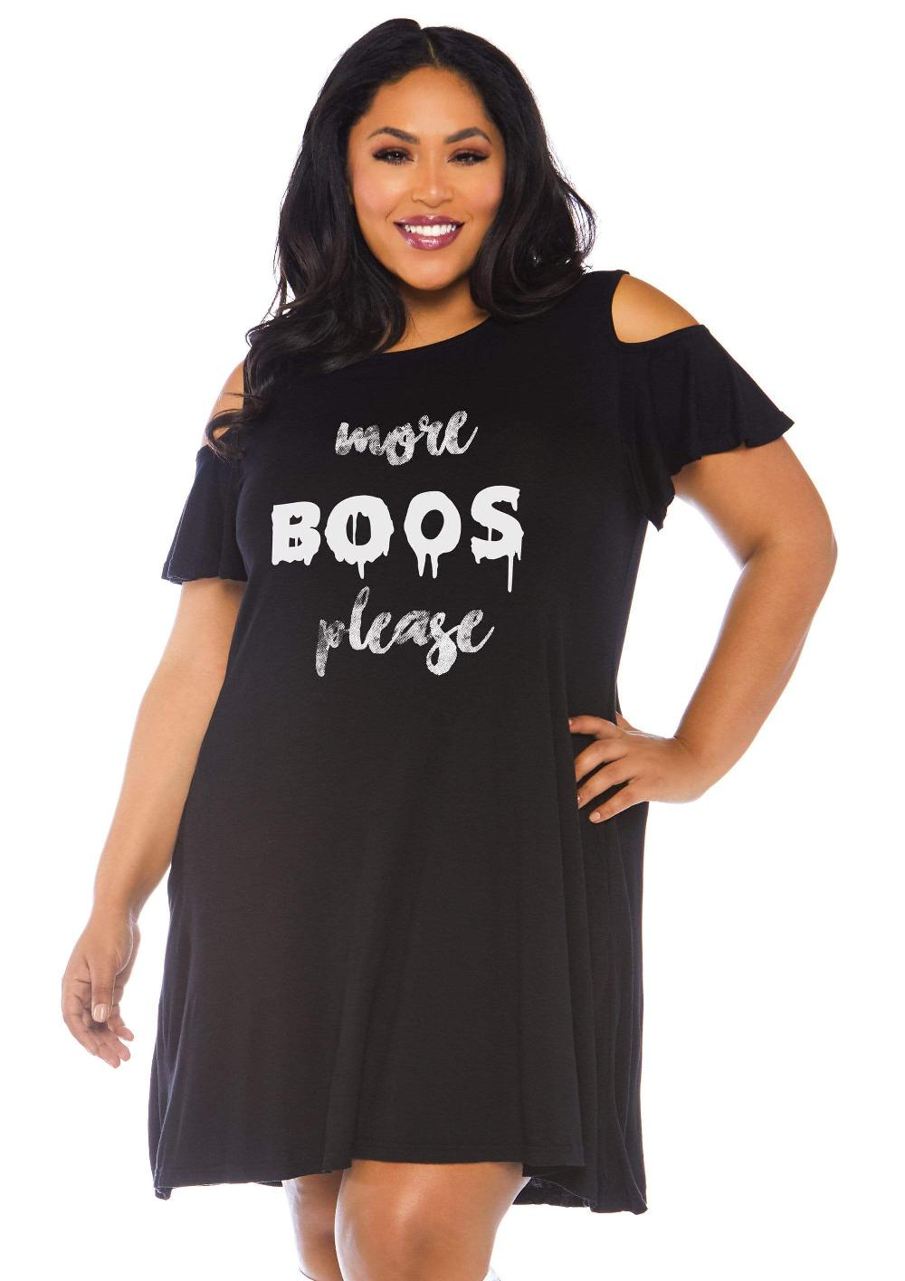 leg avenue Plus Size More Boos Jersey Dress with Pockets Black