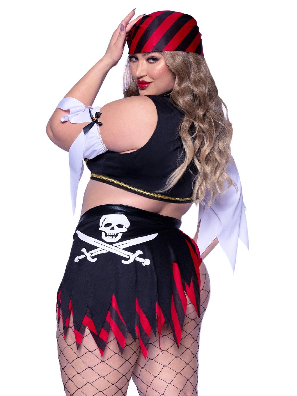 Leg Avenue Plus Wicked Wench Pirate Costume Red/Black