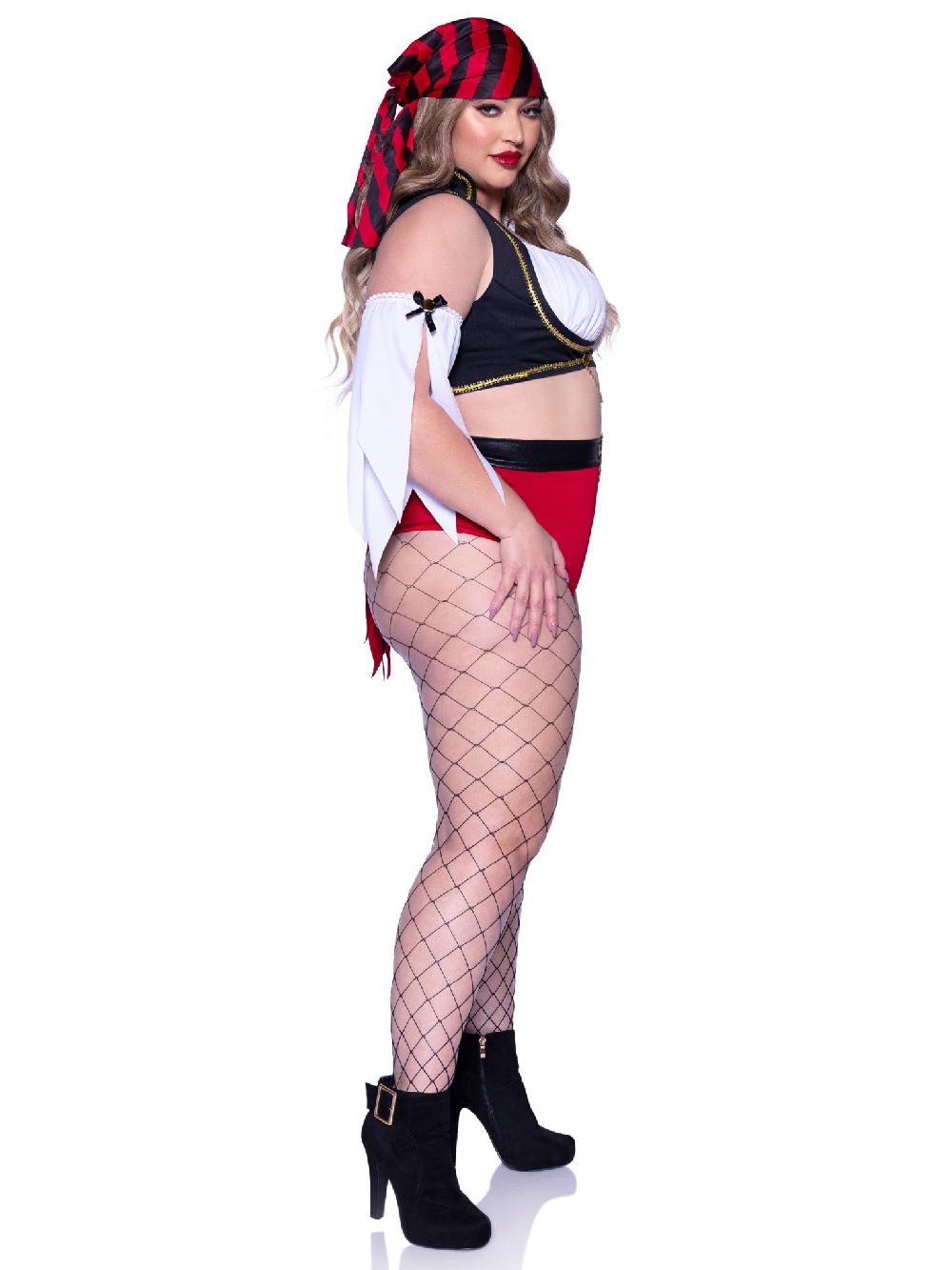 Leg Avenue Plus Wicked Wench Pirate Costume Red/Black