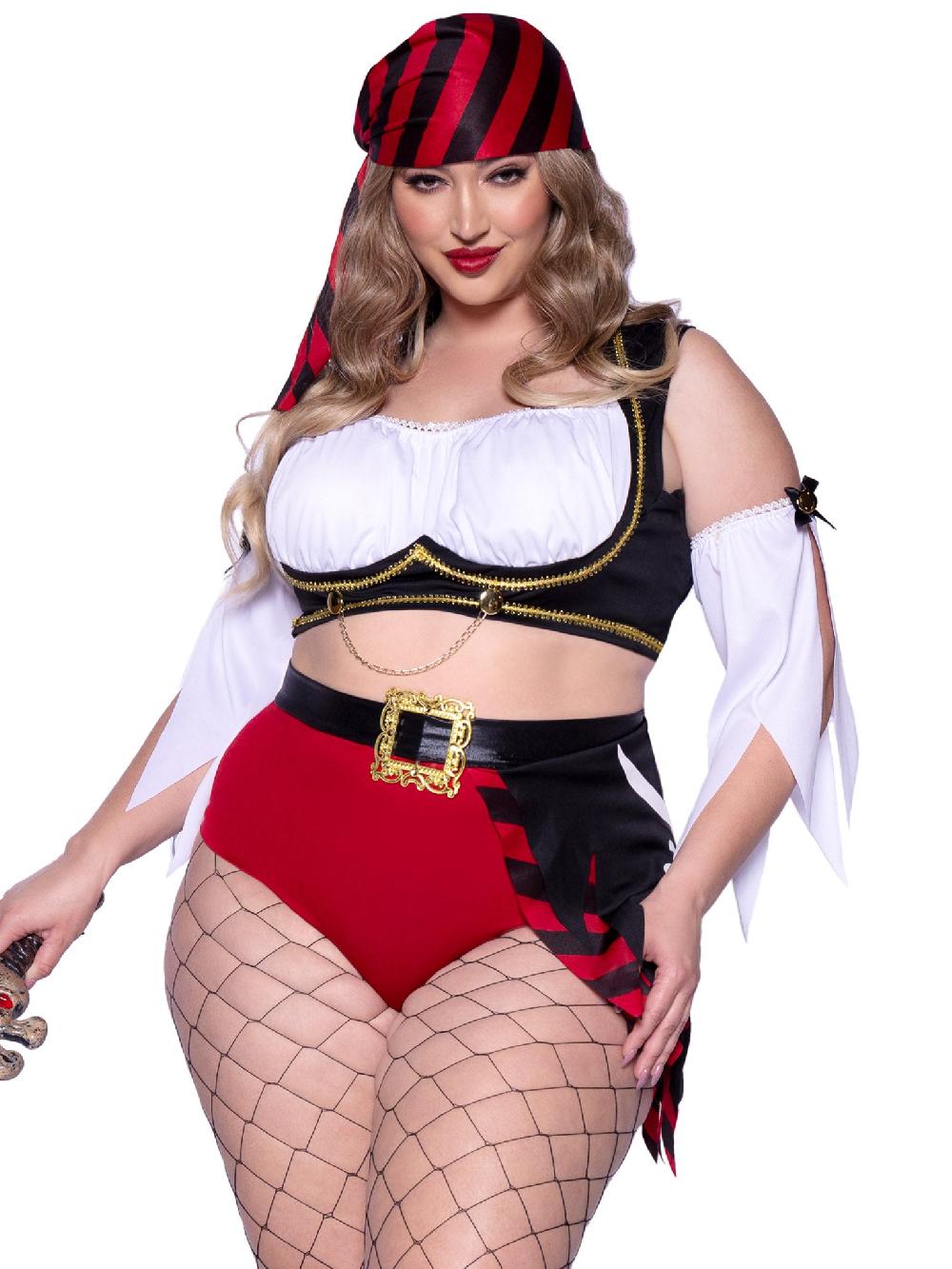 leg avenue Plus Wicked Wench Pirate Costume Red/Black