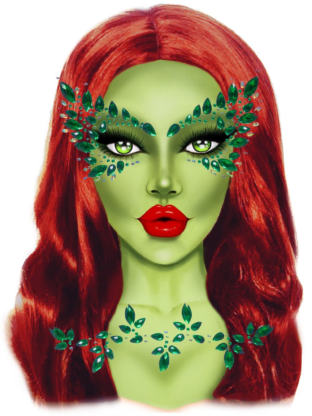 leg avenue Poison Adhesive Face Jewels Sticker Green