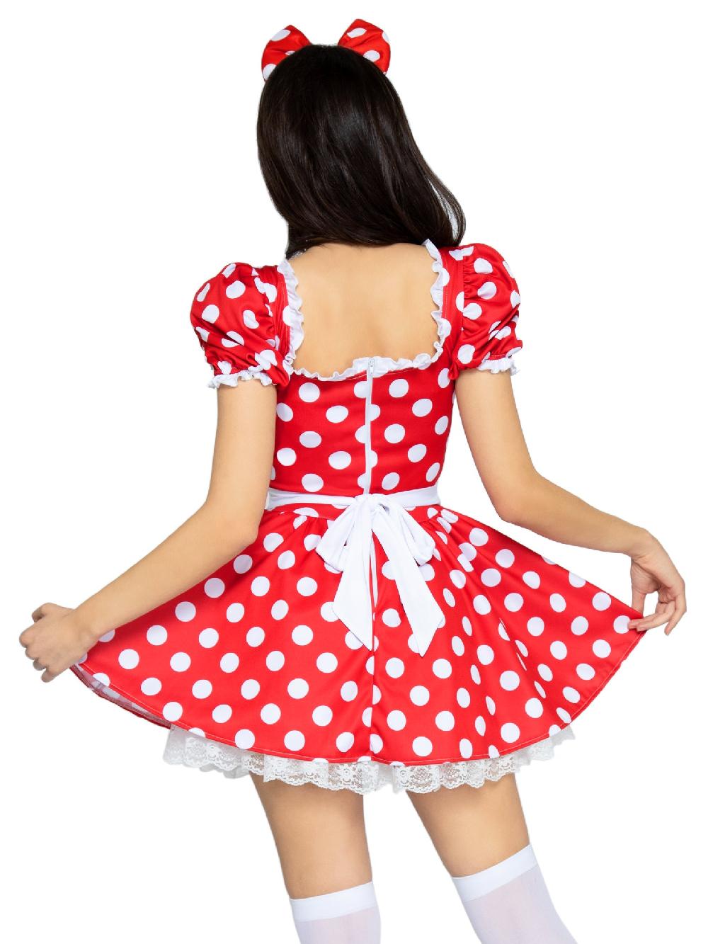 Leg Avenue Polka Dot Dress With Headband Costume Red/White