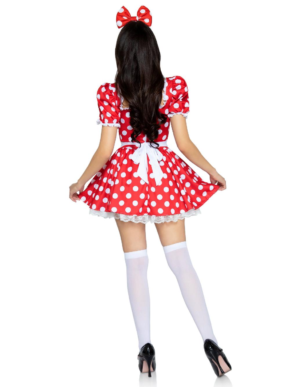 Leg Avenue Polka Dot Dress With Headband Costume Red/White