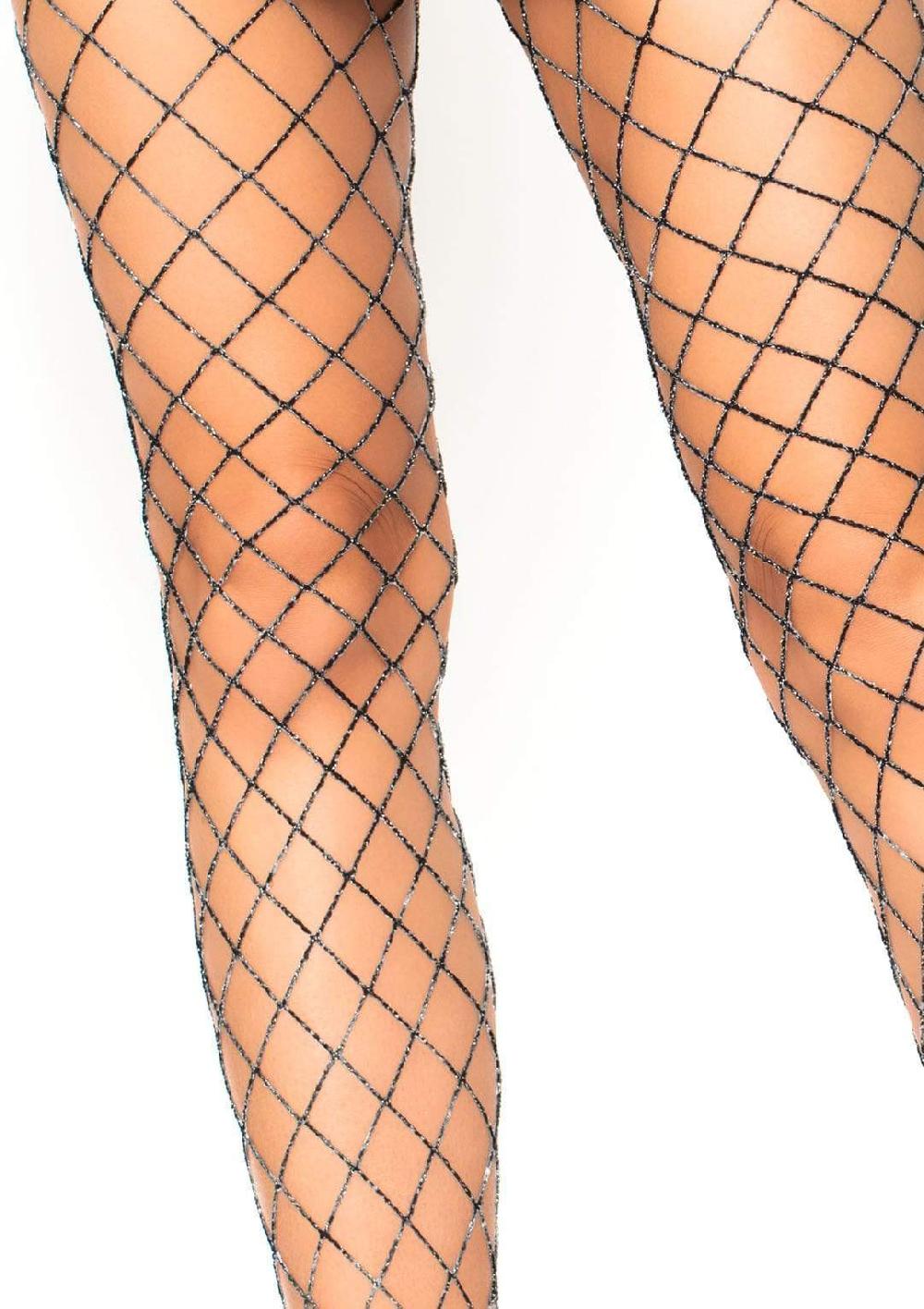 Leg Avenue Prima Industrial Fishnet Pantyhose Black/Silver