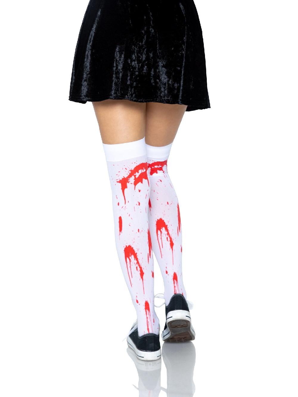 Leg Avenue Rhea Zombie Thigh High Stockings White/Red