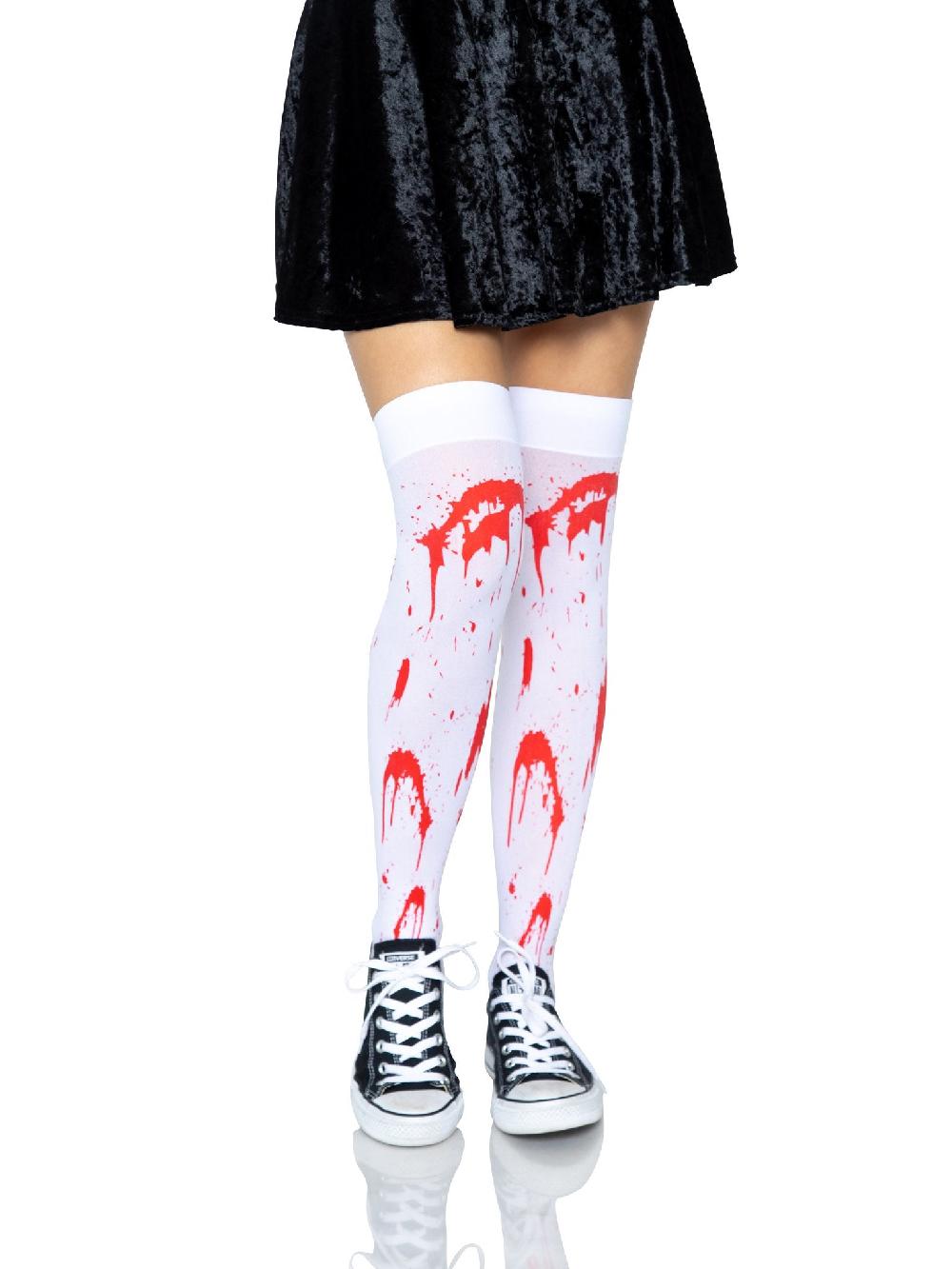 leg avenue Rhea Zombie Thigh High Stockings White/Red