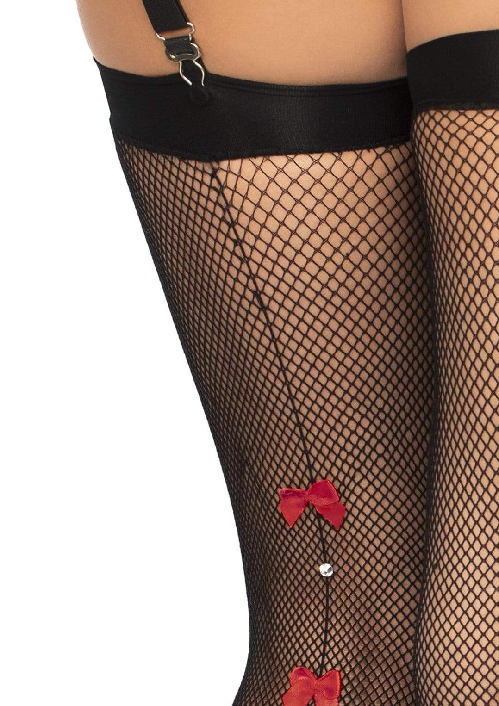 Leg Avenue Sally Fishnet Thigh High Stockings Black