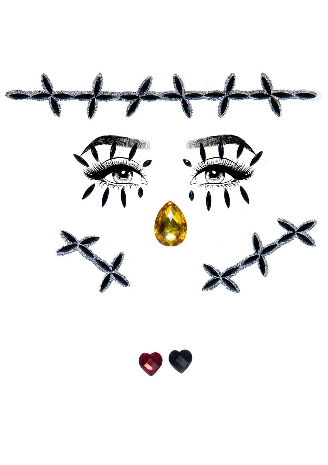 Leg Avenue Scarecrow Stitch Rhinestone Stick-On Jewels Black