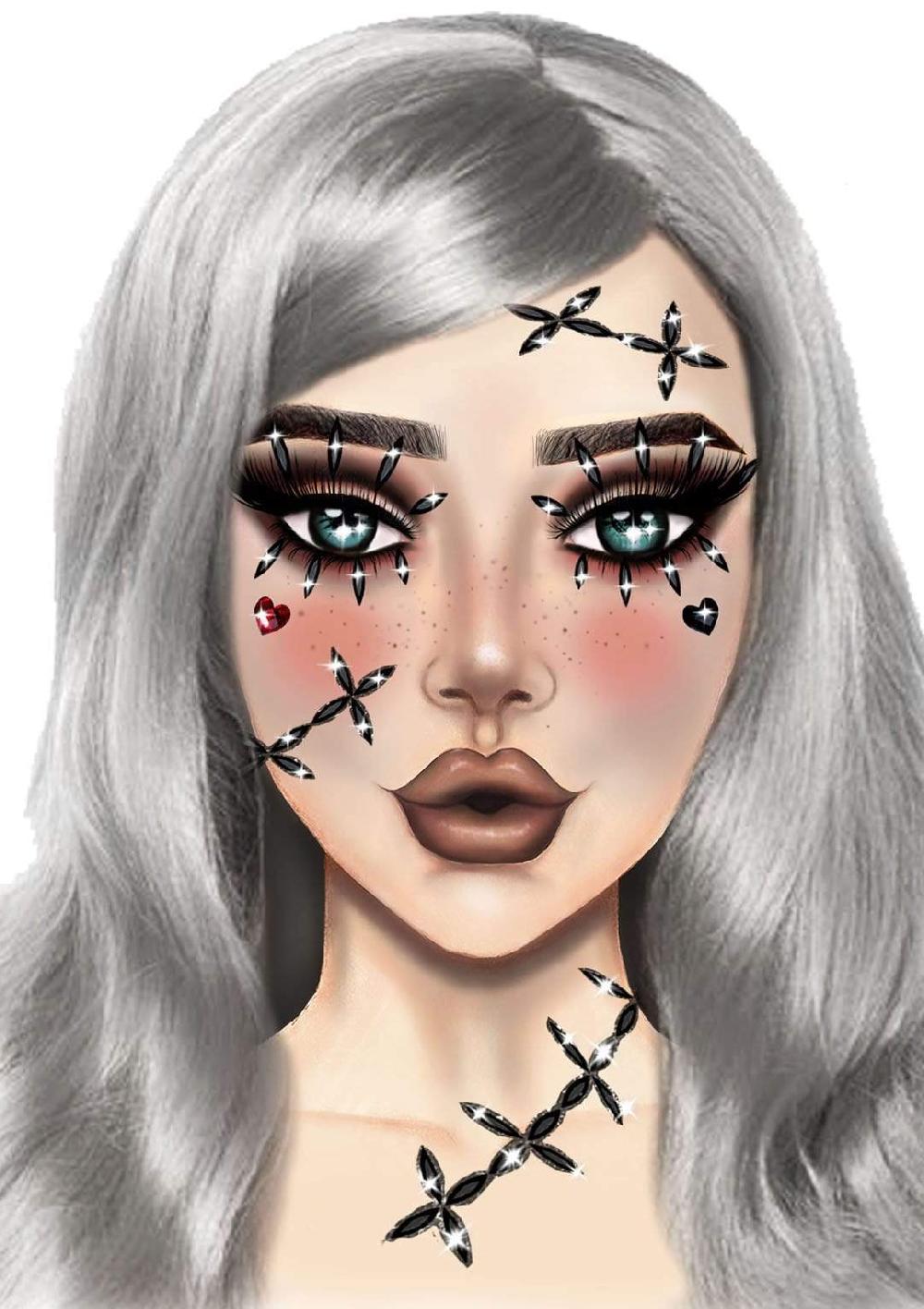 leg avenue Scarecrow Stitch Rhinestone Stick-On Jewels Black