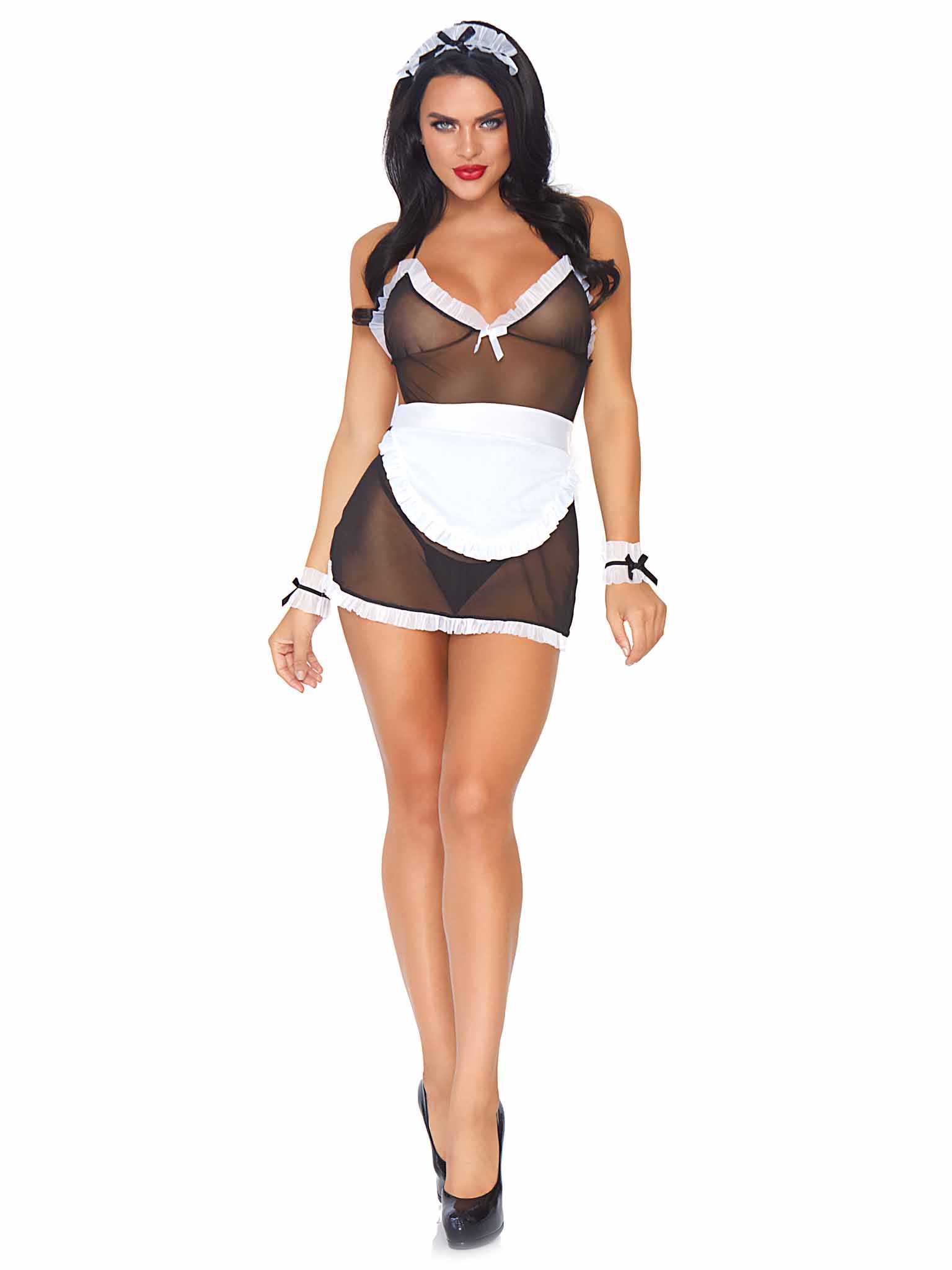 Leg Avenue Seductive French Maid Dress Set Black/White