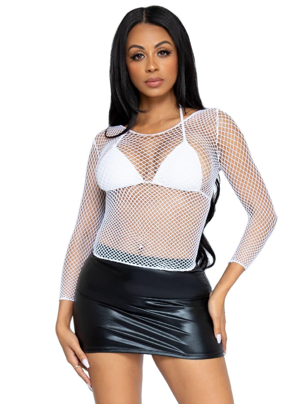 Leg Avenue So Chill Fishnet Long Sleeve Shirt Black