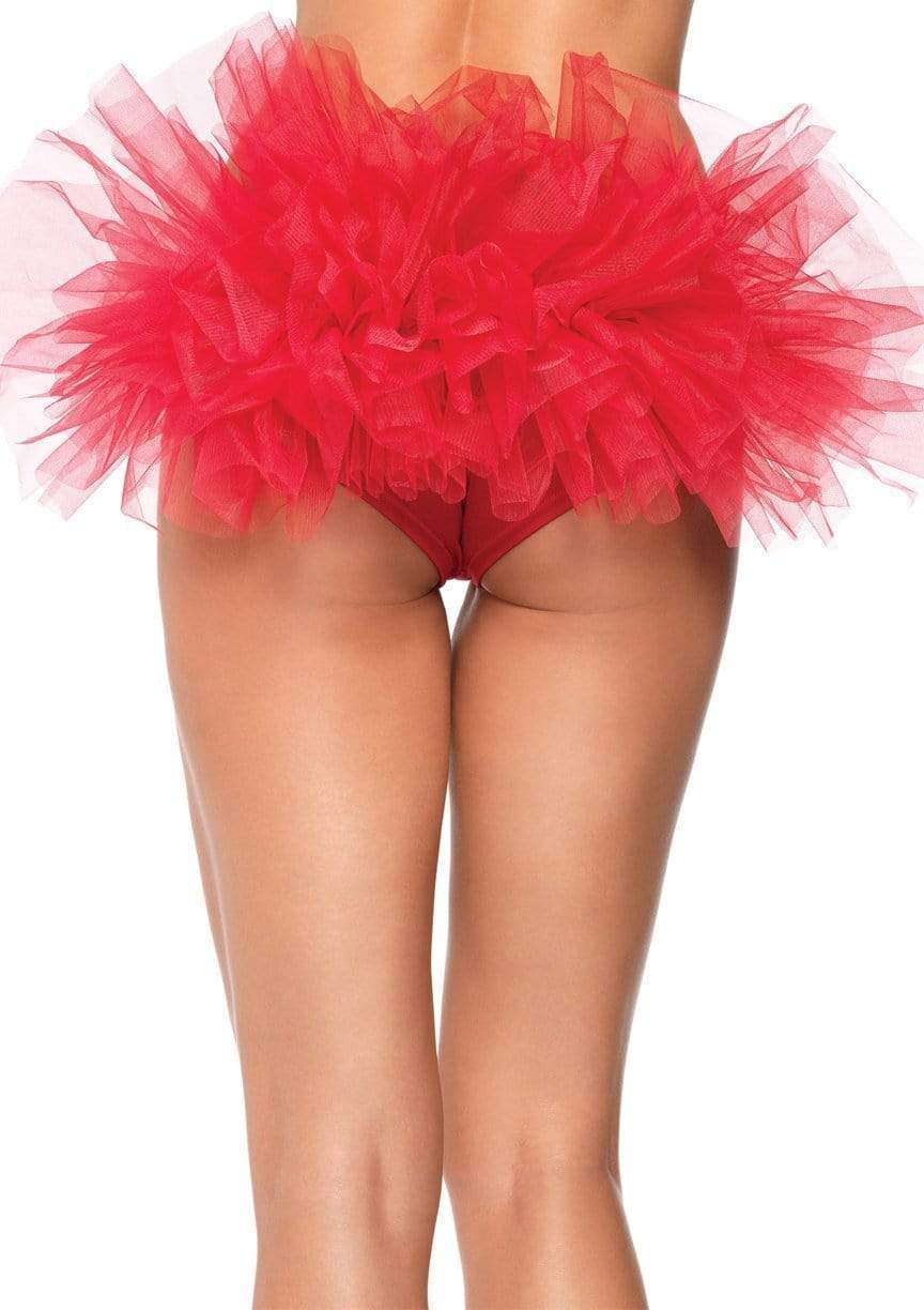 Leg Avenue Spandex Tanga Cheeky Boy Shorts With Tulle Ruffle Back White