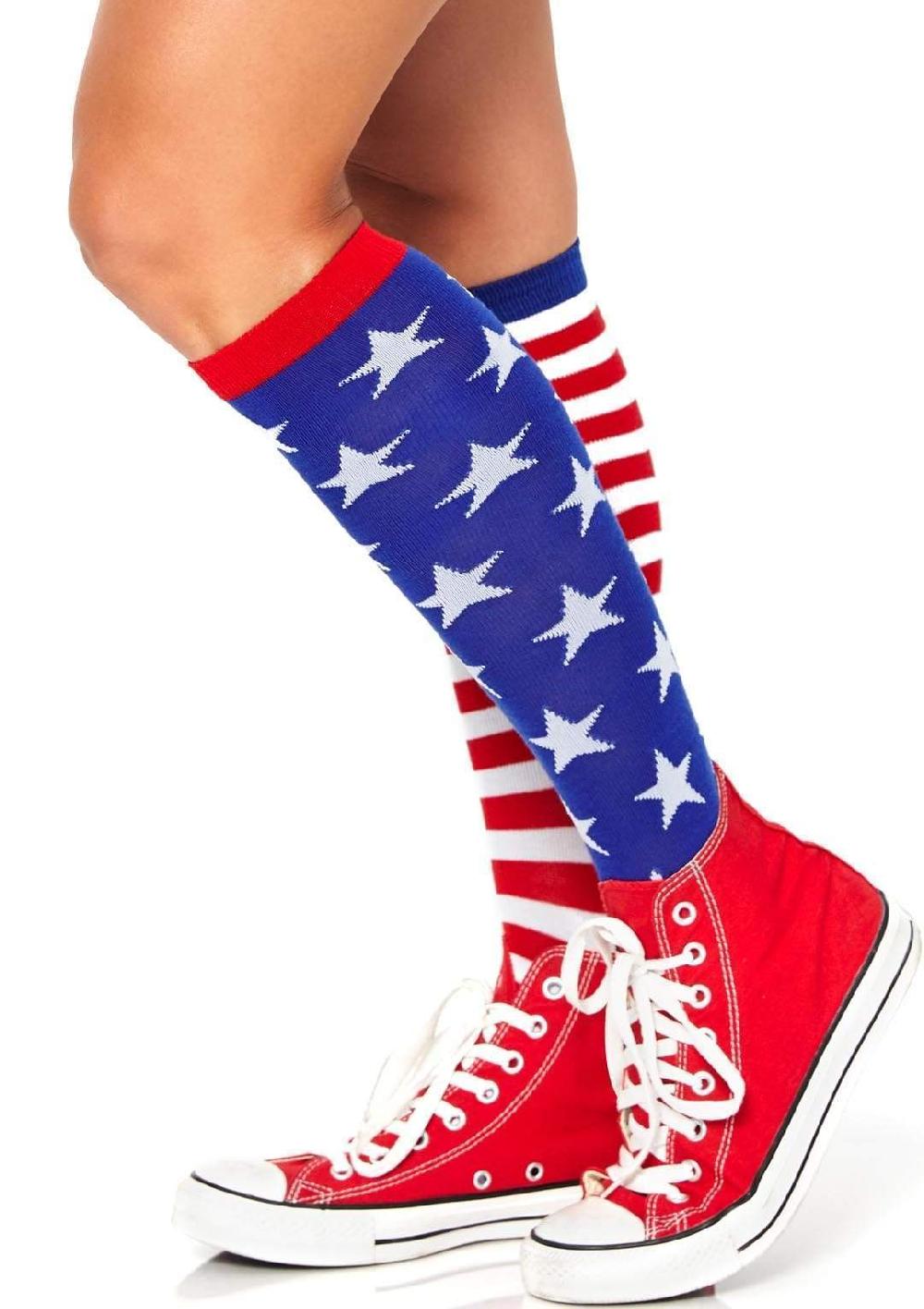 Leg Avenue Stars And Stripes Knee High Socks Red/White/Blue