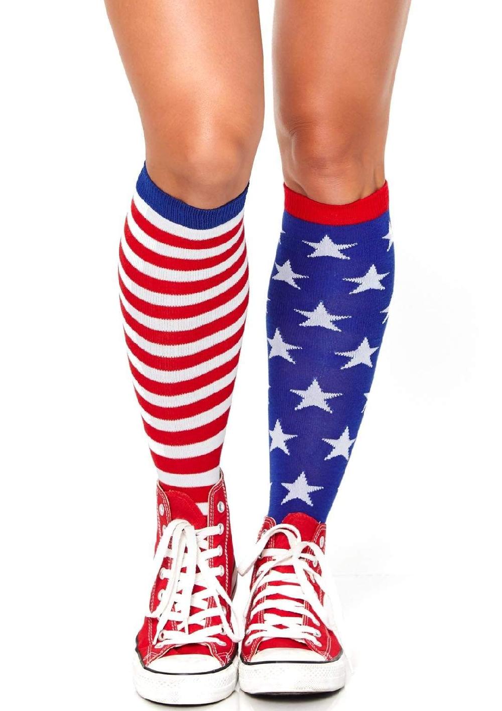leg avenue Stars and Stripes Knee High Socks Red/White/Blue