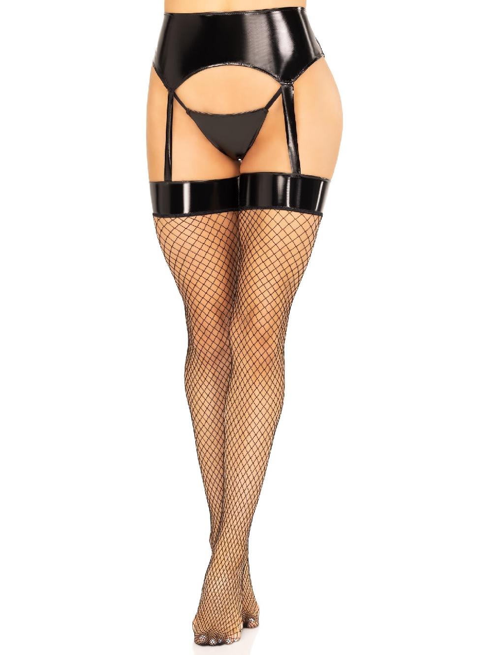 Leg Avenue Stefani Garter Belt Fishnet Stockings Black