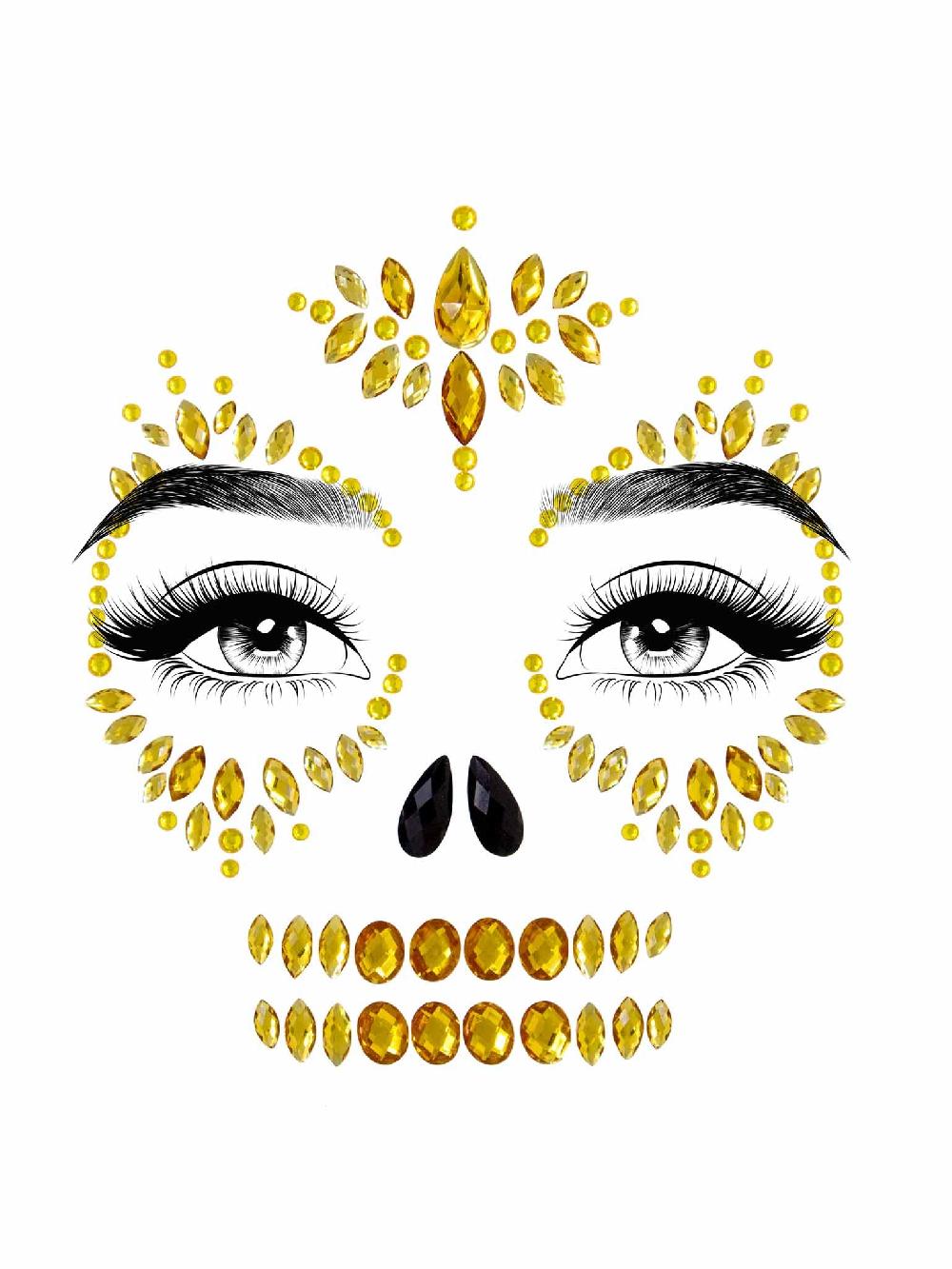 Leg Avenue Sugar Skull Adhesive Face Jewels Sticker Gold