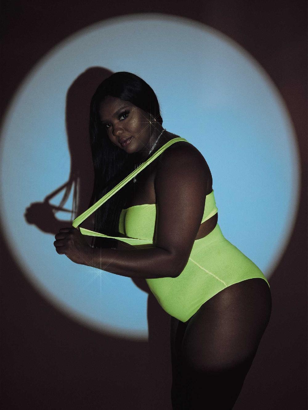 Leg Avenue Tongue Tied Plus Bodysuit Set Neon Yellow